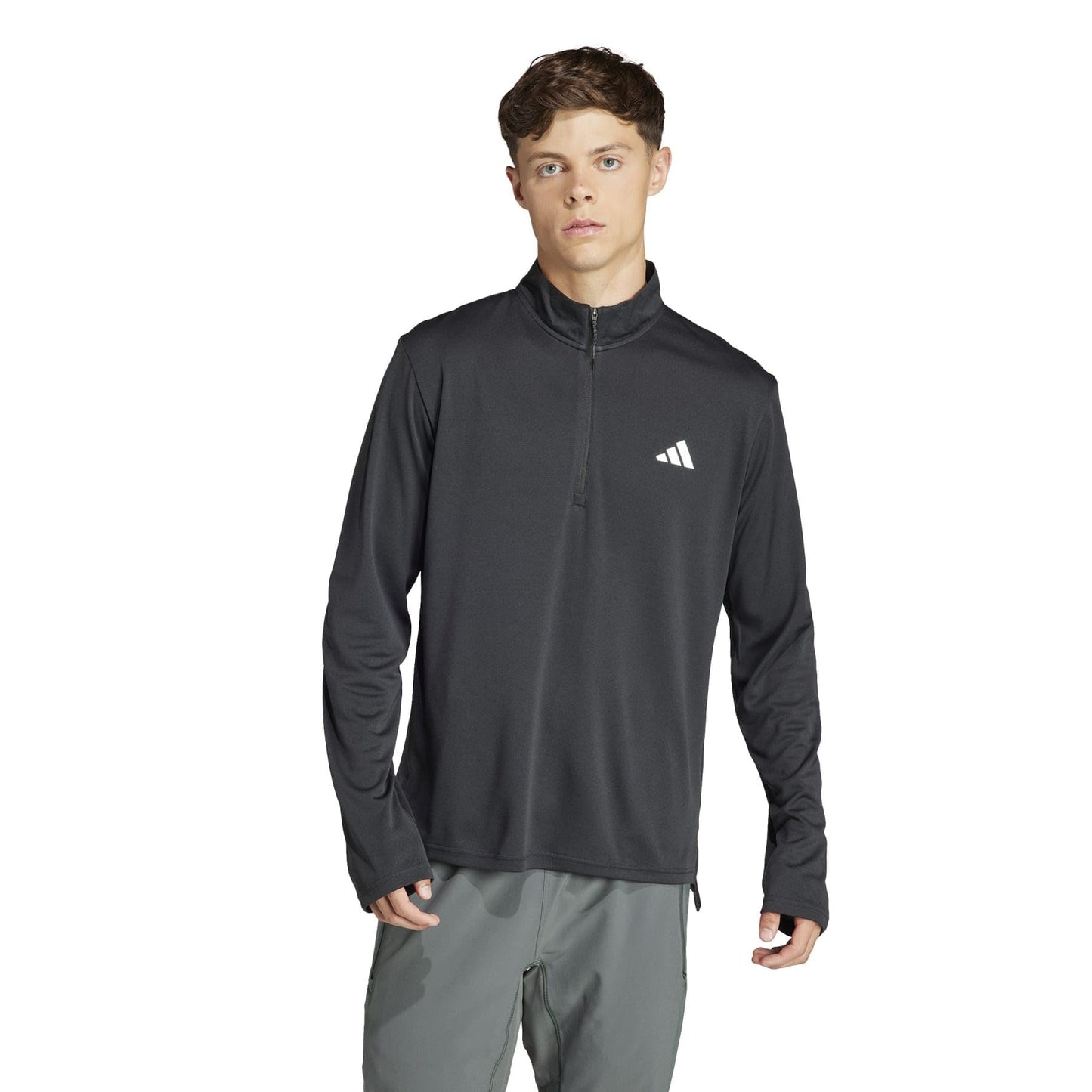 adidas Men's Train Essentials Quarter-Zip Long Sleeve T-Shirt, Black, X-Large