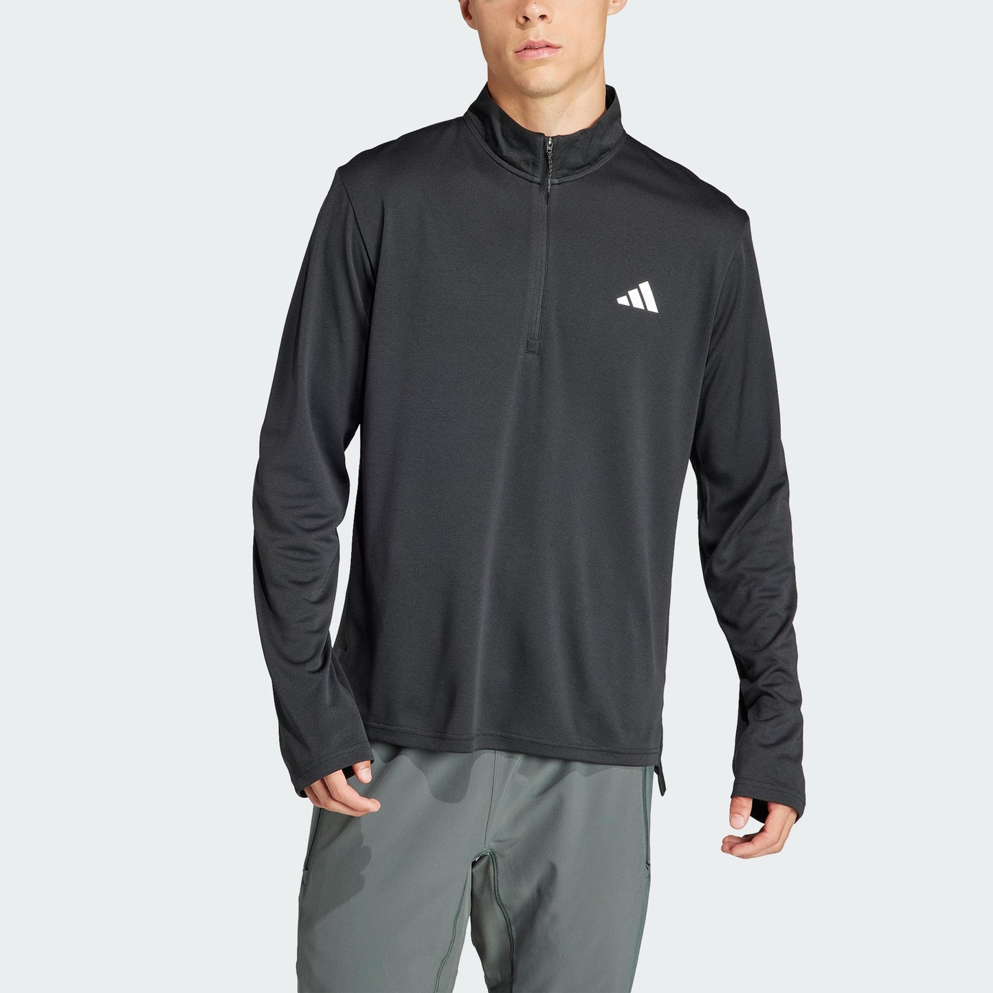 adidas Men's Train Essentials Quarter-Zip Long Sleeve T-Shirt, Black, X-Large